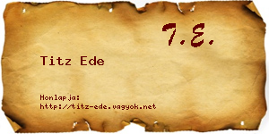Titz Ede névjegykártya